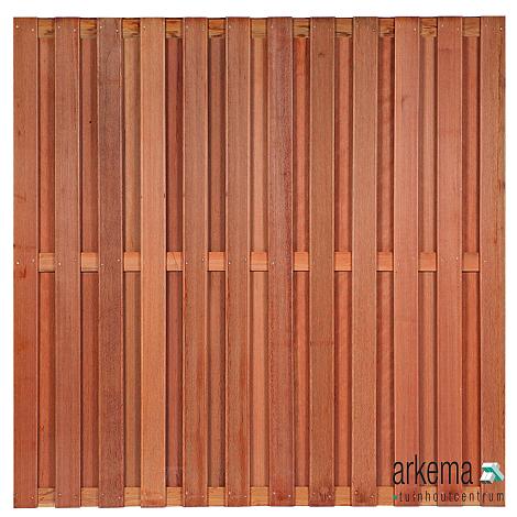 Tuinscherm Leeuwarden, keruing hardhout, RVS-geschroefd, 26-planks (23+3) 180 x 180 cm