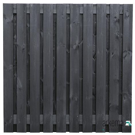 Tuinscherm Stuttgart, zwart gespoten vuren, RVS-geschroefd, 21-planks (19+2) 180 x 180 cm