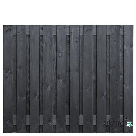 Tuinscherm Stuttgart, zwart gespoten vuren, RVS-geschroefd, 21-planks (19+2) 180 x 150 cm
