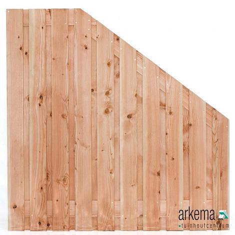 Tuinscherm Zwarte Woud verloop, douglas, RVS-geschroefd, 21-planks (19+2) 180 x 180/90 cm