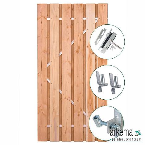 Tuindeur Privacy Douglas met RVS inbouwslotset 90 x 195 cm