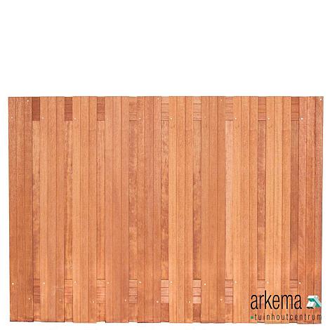 Tuinscherm Dronten, keruing hardhout, RVS-geschroefd, 21-planks (19+2) 180 x 130 cm