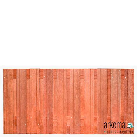 Tuinscherm Dronten, keruing hardhout, RVS-geschroefd, 21-planks (19+2) 180 x 90 cm