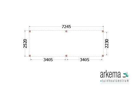 Buitenverblijf Palermo 7250x2550x2450mm (bxdxh)