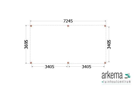 Buitenverblijf Palermo 7250x3700x2450mm (bxdxh)