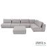Luxury loungeset corner 230x450 + hocker Steel Rechts