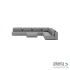 Luxury loungeset corner 450x450 + hocker Steel (rechts)