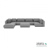 Luxury loungeset u-sofa 230x460x230 + 2 hockers Steel