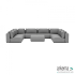 Luxury loungeset u-sofa 340x460x340 + hocker Steel