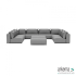 Luxury loungeset u-sofa 340x460x340 + 2 hockers Steel