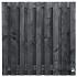 Tuinscherm Douglas zwart geïmpregneerd, 19-planks (17 + 2) Karin 180 x 180 cm  Planken: 1.6x14.0cm / 17 stuks fijnbezaagd 2 tussenplanken van 1.6x14.0cm, rvs geschroefd