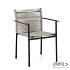 Jakarta dining armchair 56, alu Black, rope weave Grey, arm teak Natural, stackable, MOQ 4/colormix