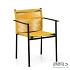 Jakarta dining armchair 56, alu Black, rope weave Lemon, arm teak Natural, stackable, MOQ 4/colormix
