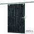Tuindeur schuifsysteem 15 planks Grenen zwart gespoten H195x130cm