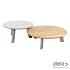 Emma SET of coffee tables latte: 65and 80cm with cer./teak top Latte