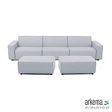 Icon loungeset 6-zits + 2 hockers small Mouse Grey
