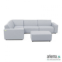 Icon Loungeset 6-zits hoek + hocker small (links) Mouse Grey