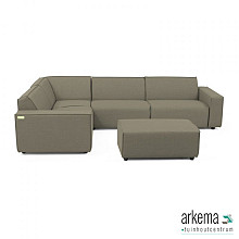 Icon Loungeset 6-zits hoek + hocker small (links) Olive Green