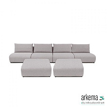 Luxury loungeset straight 440 + 2 hockers Steel