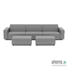 Icon deluxe loungeset 6-zits + 2 hockers small Steel