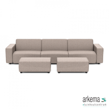 Icon deluxe loungeset 6-zits + 2 hockers small Light Taupe