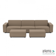 uni loungeset 6-zits + 2 hockers small Dark Taupe