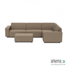 uni Loungeset 6-zits hoek + hocker S (rechts) Dark Taupe