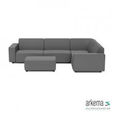 uni Loungeset 6-zits hoek + hocker S (rechts) Antraciet