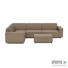 uni Loungeset 6-zits hoek + hocker S (links) Dark Taupe