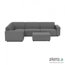 uni Loungeset 6-zits hoek + hocker S (links) Antraciet