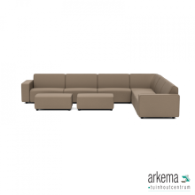 uni loungeset 10-zits hoek + 2 hockers S (R) Dark Taupe