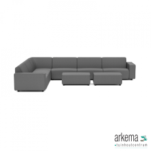 uni loungeset 10-zits hoek + 2 hockers S (L) Antraciet