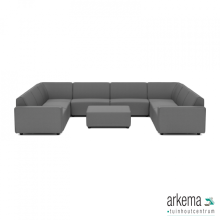uni loungeset U-zits + hocker Antraciet