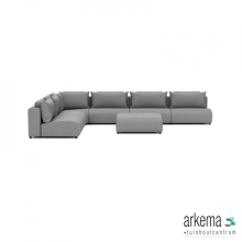 Luxury loungeset corner 450x340 + hocker Steel (links)