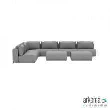 Luxury loungeset corner 450x340 + 2 hockers Steel (links)