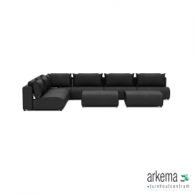 Luxury loungeset corner 450x340 + 2 hockers Anthracite (links)