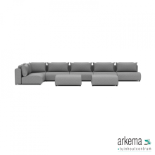 Luxury loungeset corner 560x230 + 2 hockers Steel (links)