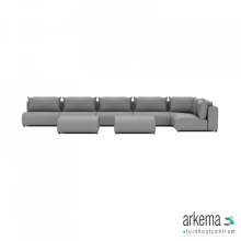 Luxury loungeset corner 560x230 + 2 hockers Steel (rechts)
