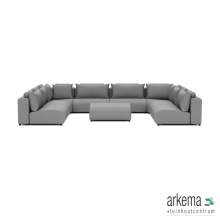 Luxury loungeset u-sofa 340x460x340 + hocker Steel