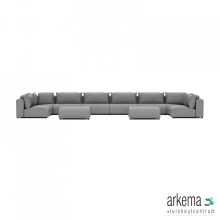 Luxury loungeset u-sofa 230x680x230 + 2 hockers Steel