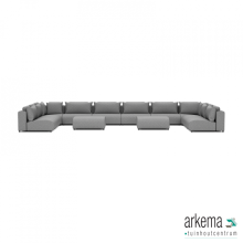 Luxury loungeset u-sofa 340x680x340 + 2 hockers Steel