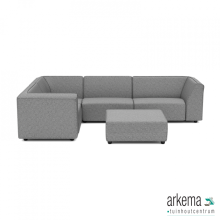 Chill loungeset 6-zits hoek + hocker (links) Steel