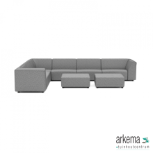 Chill loungeset 10-zits hoek + 2 hockers (links) Steel