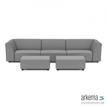 Chill loungeset 6-zits + 2 hockers small Steel