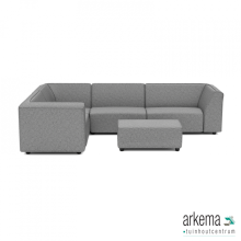 Chill loungeset 6-zits hoek + hocker small (links) Steel