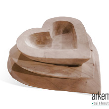 Heart-shaped teak bowl set