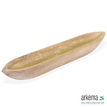 Boat-shaped teak bowl