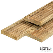 Grenen vlonderplank 2.8x14.0x400cm geïmpregneerd geschaafd