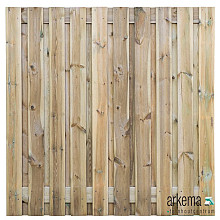 Tuinscherm Haaksbergen, groen geïmpregneerd grenen, RVS-geschroefd, 21-planks (19+2) 180 x 180 cm