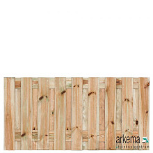 Tuinscherm grenen groen geïmpregneerd, 19-planks (17 + 2) Vasse 90 x 180 cm Planken: 1.6x14.0cm / 17 stuks 2 tussenplanken van 1.6x14.0cm, rvs geschroefd